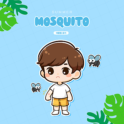 전신 캐릭터 남자 어린이 하늘색 일러스트 나뭇잎 한명 안전 소년 여름 고통 스프레이 모기 번개모양 퇴치 소년한명만 물림 일러캐릭터 AI파일 모양 1 계절 감정 컨셉 잎 모션 사람 파란색 해충 번개 남자한명만 소년만 파일형식 벡터