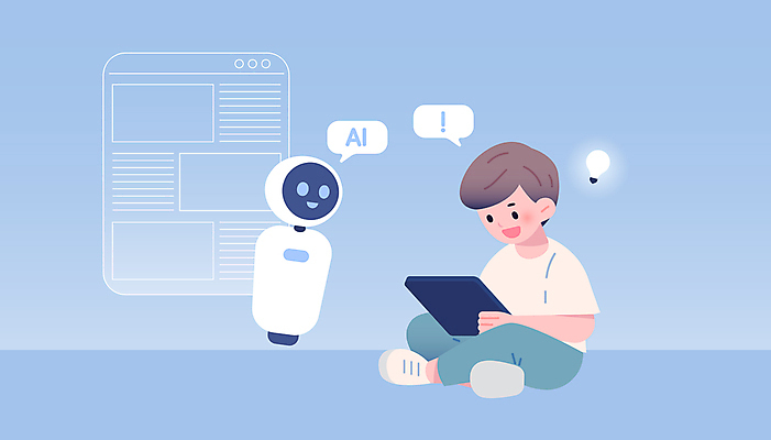 전신 교육 남자 어린이 말풍선 일러스트 커뮤니케이션 기술 대화 한명 들기 소년 파란색 컴퓨터 태블릿 디지털 느낌표 로봇 소년한명만 코딩 상호작용 AI_인공지능 국내일러스트 AI파일 1 기호 컬러 모션 말하기 사람 전자제품 스마트기기 컴퓨터교육 남자한명만 소년만 파일형식 벡터