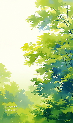 PSD 나무 일러스트 자연 나뭇잎 수채화 사람없음 초록색 여름 분위기 숲 국내일러스트 식물 계절 컬러 컨셉 잎 생태계 파일형식