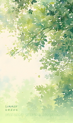 PSD 나무 일러스트 자연 나뭇잎 수채화 사람없음 초록색 여름 분위기 숲 국내일러스트 식물 계절 컬러 컨셉 잎 생태계 파일형식