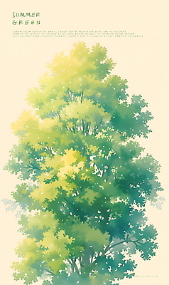 PSD 나무 일러스트 자연 나뭇잎 수채화 사람없음 초록색 여름 분위기 숲 국내일러스트 식물 계절 컬러 컨셉 잎 생태계 파일형식