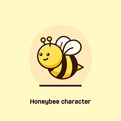 캐릭터 날개 일러스트 사람없음 노란색 귀여움 봄 꿀벌 벌침 일러캐릭터 AI파일 계절 컬러 컨셉 벌_곤충 파일형식 벡터