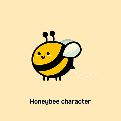 캐릭터 날개 일러스트 사람없음 노란색 귀여움 봄 꿀벌 벌침 일러캐릭터 AI파일 계절 컬러 컨셉 벌_곤충 파일형식 벡터