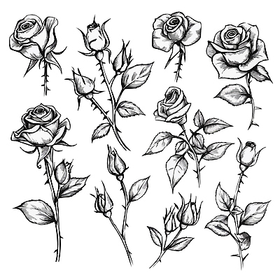 꽃 잎 일러스트 흑백 사람없음 가시 우아함 스케치 라인아트 꽃봉오리 국내일러스트 AI파일 식물 선 컨셉 촬영기법 미술 파일형식 벡터