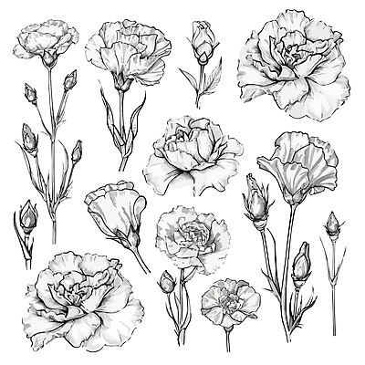 꽃 잎 일러스트 흑백 사람없음 우아함 스케치 라인아트 꽃봉오리 국내일러스트 AI파일 식물 선 컨셉 촬영기법 미술 파일형식 벡터