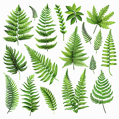 잎 일러스트 사람없음 초록색 세트 양치식물 국내일러스트 AI파일 식물 컬러 파일형식 벡터