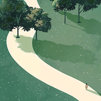 PSD 나무 계절 공원 길 일러스트 자연 하늘 그림자 한명 풍경 잔디 초원 성인 초록색 여름 풀잎 분위기 성인한명만 국내일러스트 식물 1 공공시설 컬러 컨셉 잎 사람 풀_식물 생태계 성인만 파일형식