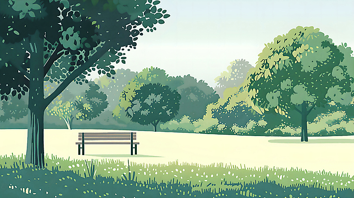 PSD 나무 계절 공원 벤치 일러스트 자연 하늘 풍경 잔디 초원 사람없음 초록색 여름 풀잎 분위기 국내일러스트 식물 공공시설 컬러 컨셉 잎 의자 풀_식물 생태계 파일형식