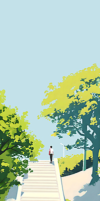 전신 PSD 나무 계절 공원 길 가로등 일러스트 자연 하늘 한명 풍경 성인 초록색 여름 계단 풀잎 분위기 언덕 성인한명만 국내일러스트 식물 1 공공시설 컬러 컨셉 잎 사람 풀_식물 생태계 성인만 파일형식