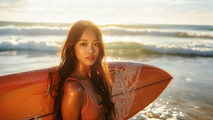 JPG 편집이미지 여자 수영복 스포츠 바다 하늘 한명 성인 여름 일몰 서핑보드 서핑 즐거움 의료성형뷰티 성인여자한명만 액티비티 편집실사 AI인물포토 AI콘텐츠 1 옷 계절 감정 사람 노을 수상스포츠 보드_스포츠 CG 여자한명만 성인여자만 파일형식 AI포토