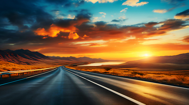 JPG 구름 편집이미지 도로 하늘 산 사람없음 태양 주황색 일몰 드라이브 분위기 카피스페이스 편집실사 AI포토 AI콘텐츠 자연요소 길 컬러 컨셉 교통시설 노을 공백 운전 CG 파일형식