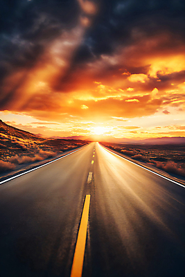 JPG 구름 편집이미지 도로 하늘 사람없음 태양 주황색 일몰 드라이브 분위기 카피스페이스 편집실사 AI포토 AI콘텐츠 자연요소 길 컬러 컨셉 교통시설 노을 공백 운전 CG 파일형식