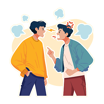 캐릭터 남자 일러스트 성인 두명 친구 짜증 번개 주머니손 싸움 갈등 말다툼 성인남자만 국내일러스트 일러캐릭터 AI파일 감정 관계 모션 날씨 사람 남자만 성인만 파일형식 벡터