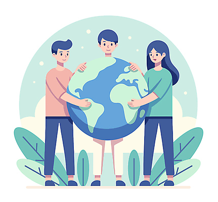 전신 구름 캐릭터 여자 남자 지구 일러스트 안기 자연 하늘 나뭇잎 프레임 들기 성인 세명 초록색 에코 친환경 성인만 국내일러스트 일러캐릭터 AI파일 자연요소 컬러 잎 모션 사람 환경 생태계 파일형식 벡터
