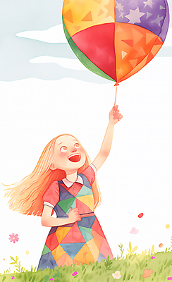 JPG 응시 드레스 원피스 여자 꽃 어린이 일러스트 붓터치 수채화 한명 웃음 들기 소녀 초원 컬러풀 귀여움 풍선 국내일러스트 AI일러스트 AI콘텐츠 식물 1 시선 옷 컬러 컨셉 모션 표정 사람 파일형식