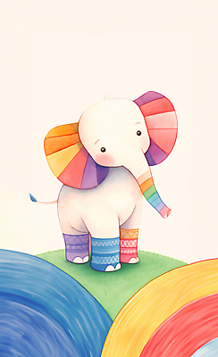 JPG 동물 꽃잎 야생동물 일러스트 코끼리 수채화 사람없음 컬러풀 귀여움 환경 풀잎 국내일러스트 AI일러스트 AI콘텐츠 꽃 컬러 컨셉 잎 포유류 풀_식물 파일형식