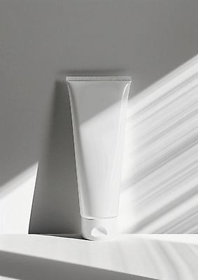 JPG 편집이미지 그림자 사람없음 화장품 흰색 분위기 튜브용기 목업 카피스페이스 편집실사 AI포토 AI콘텐츠 컬러 컨셉 뷰티 공백 용기_그릇 CG 파일형식