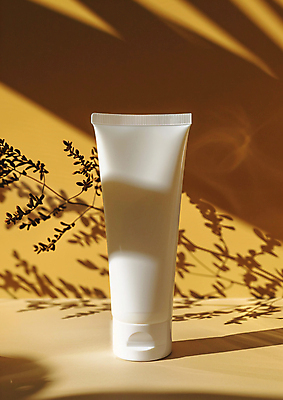 JPG 편집이미지 그림자 사람없음 노란색 화장품 풀잎 분위기 튜브용기 목업 카피스페이스 편집실사 AI포토 AI콘텐츠 컬러 컨셉 잎 뷰티 공백 용기_그릇 풀_식물 CG 파일형식