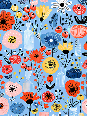 JPG 패턴 그래픽백그라운드 일러스트 사람없음 꽃병 국내일러스트 AI일러스트 AI콘텐츠 꽃 백그라운드 무늬 그래픽 파일형식