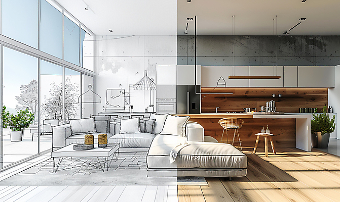 JPG 식물 편집이미지 가구 창문 식탁 주택 사람없음 인테리어 주방 카펫 발코니 스케치 나무바닥 편집실사 AI컴퓨터그래픽 AI콘텐츠 디자인 생활용품 탁자 바닥 미술 건물 CG 파일형식