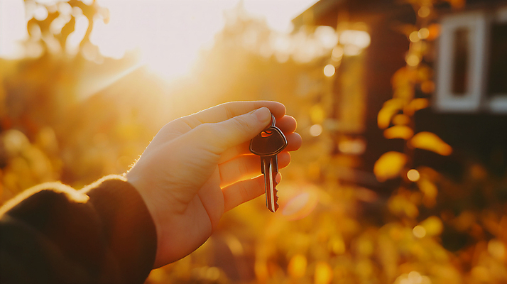 JPG 편집이미지 손 열쇠 주택 들기 야외 신체부위 햇빛 일몰 계약 내집마련 편집실사 AI인물포토 AI콘텐츠 비즈니스 모션 부동산 사람 건물 태양 노을 CG 파일형식 AI포토