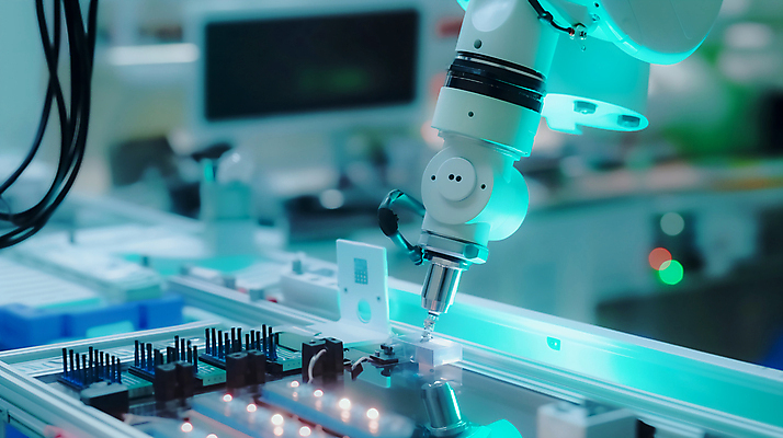 JPG 편집이미지 공장 조명 사람없음 파란색 빛 기계 로봇 자동화 편집실사 AI포토 AI콘텐츠 컬러 공업 CG 파일형식