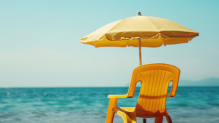 JPG 편집이미지 여행 의자 휴식 해변 사람없음 여름 파라솔 디지털합성 편집실사 AI포토 AI콘텐츠 계절 바다 가구 컨셉 CG 파일형식