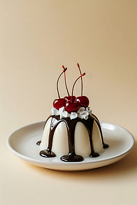 JPG 편집이미지 접시 사람없음 체리 디지털합성 생크림 푸딩 초코시럽 판나코타 편집실사 AI포토 AI콘텐츠 식기 과일 디저트 초콜릿 크림 CG 시럽 파일형식