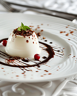 JPG 편집이미지 접시 사람없음 초콜릿 민트 디지털합성 베리 푸딩 초코시럽 판나코타 편집실사 AI포토 AI콘텐츠 식기 과일 디저트 허브 CG 시럽 파일형식