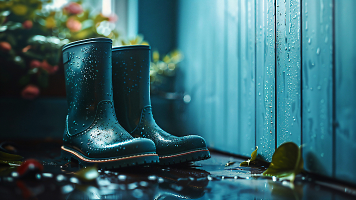 JPG 편집이미지 꽃 잎 장화 사람없음 물방울 디지털합성 장마 편집실사 AI포토 AI콘텐츠 식물 신발 비_날씨 CG 파일형식