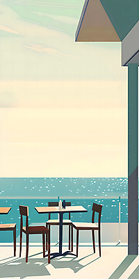 PSD 구름 바다 의자 일러스트 난간 탁자 하늘 그림자 풍경 사람없음 여름 카페 기둥 책상 국내일러스트 자연요소 계절 건축 가구 상점 파일형식