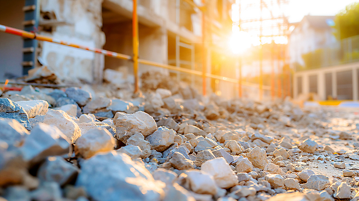 JPG 편집이미지 사람없음 건물 햇빛 손상 파편 붕괴 철거 편집실사 AI포토 AI콘텐츠 건축물 컨셉 태양 CG 파일형식