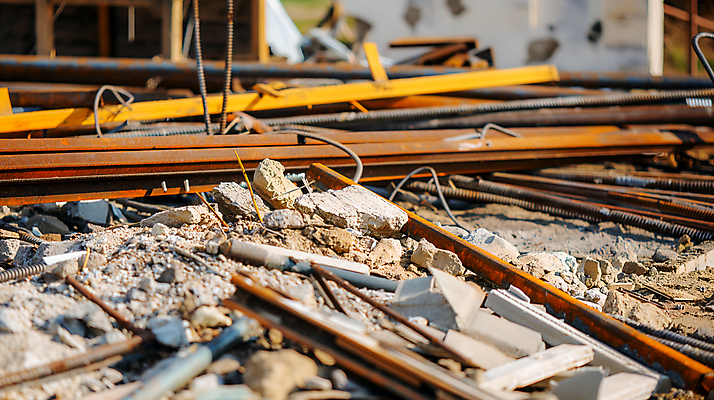 JPG 편집이미지 사람없음 건물 손상 파편 건축자재 붕괴 철거 편집실사 AI포토 AI콘텐츠 건축물 컨셉 CG 파일형식