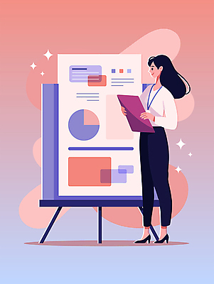 전신 여자 일러스트 그래프 직장 그림자 한명 서기 들기 사람 성인 비즈니스라이프 반짝임 자료 직장인 발표 프레젠테이션 문서 파일 그라데이션 사원증 서류판 성인여자한명만 국내일러스트 AI파일 직업 1 라이프스타일 회사 비즈니스 모션 사무용품 여자한명만 성인여자만 파일형식 벡터