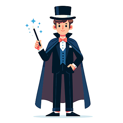 전신 남자 구두 셔츠 일러스트 한명 들기 성인 파란색 마술 마술사 망토 주머니손 마술사모자 마술지팡이 성인남자한명만 벡터 국내일러스트 AI파일 모자_잡화 1 컬러 신발 상의 모션 사람 마술도구 남자한명만 성인남자만 파일형식