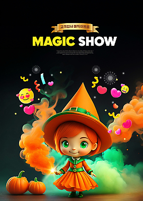 전신 PSD 편집이미지 캐릭터 여자 어린이 한명 미소 소녀 이벤트 초록색 주황색 마술 마법사 마술사 하트 연기 마법 이모티콘 요술 소녀한명만 이미지편집 모양 1 컬러 표정 사람 여자한명만 소녀만 파일형식