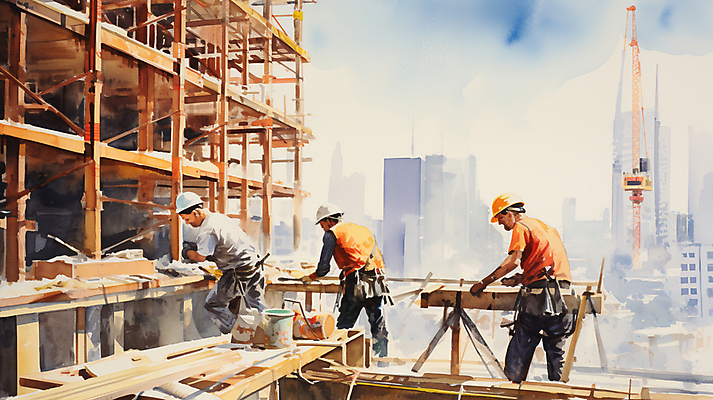 JPG 전신 무료이미지 남자 건축 일러스트 붓터치 수채화 공사 빌딩 성인 건물 세명 건설현장 잡기 도시 안전모 건축자재 안전조끼 성인남자만 건설근로자 국내일러스트 AI일러스트 AI콘텐츠 직업 건축물 모션 건설업 사람 헬멧 안전장비 남자만 성인만 파일형식