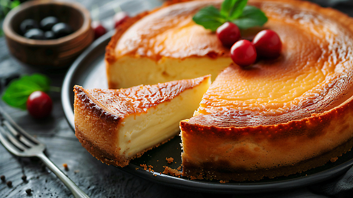 JPG 편집이미지 조각 포크 단면 사람없음 체리 민트 디지털합성 치즈케이크 홈메이드 편집실사 AI포토 AI콘텐츠 식기 과일 케이크 허브 CG 만들기 파일형식