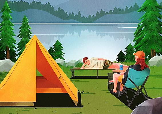 전신 PSD 나무 여자 남자 일러스트 산 텐트 앉기 성인 두명 강 눕기 반사 캠핑 캠핑카 성인만 캠핑의자 국내일러스트 식물 의자 모션 자동차 레저 캠핑도구 사람 파일형식