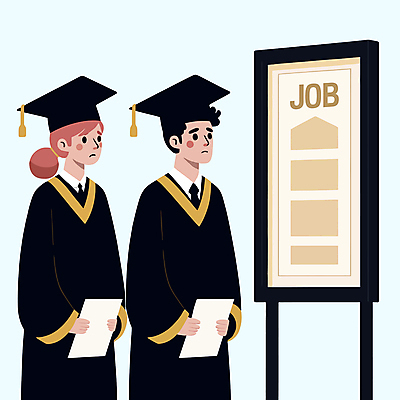 응시 여자 남자 대학생 일러스트 학사모 졸업 알림판 졸업생 들기 성인 두명 구직 졸업가운 무서움 문서 취업준비생 이력서 성인만 벡터 국내일러스트 AI파일 모자_잡화 학생 시선 교육 감정 컨셉 모션 사람 가운 파일형식