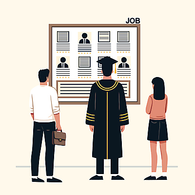 전신 응시 여자 남자 대학생 가방 일러스트 학사모 졸업 사람모양 알림판 졸업생 들기 성인 세명 구직 졸업가운 무서움 취업준비생 성인만 벡터 국내일러스트 AI파일 모양 모자_잡화 학생 시선 잡화 교육 감정 컨셉 모션 사람 가운 파일형식