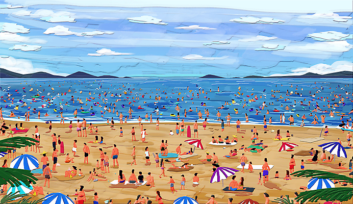 전신 PSD 구름 여자 남자 일러스트 붓터치 수영장 여러명 성인 해변 여름휴가 파라솔 군중 더위 해수욕장 질감 비치타올 야자수잎 유화 성인만 국내일러스트 자연요소 바다 다수 잎 날씨 휴가 미술 사람 수건 파일형식 여름_계절