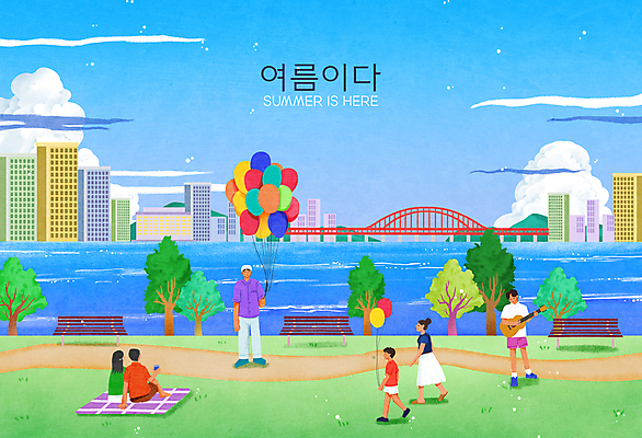 전신 PSD 나무 여자 남자 어린이 연주 벤치 일러스트 들기 앉기 빌딩 소년 여러명 성인 타이포그라피 여름 걷기 기타 돗자리 한강 풍선 가교 버스킹 국내일러스트 식물 문자 건축물 계절 음악 다수 의자 모션 현악기 서울 사람 건물 공연 랜드마크 파일형식