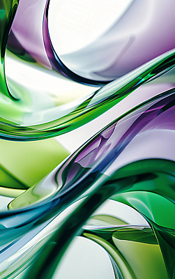 JPG 편집이미지 곡선 유리 재질 추상 사람없음 초록색 디지털 보라색 투명 편집소스 편집실사 AI컴퓨터그래픽 AI콘텐츠 선 컬러 무늬 CG 파일형식