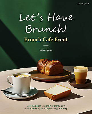 템플릿 포스터 빵 탁자 그림자 이벤트 사람없음 초록색 카페 머그컵 커피잔 티스푼 컵받침 식빵 심플 브런치 라떼 이미지템플릿 AI파일 커피 음식 컬러 가구 잔 컵 상점 숟가락 식사 받침대 파일형식 벡터