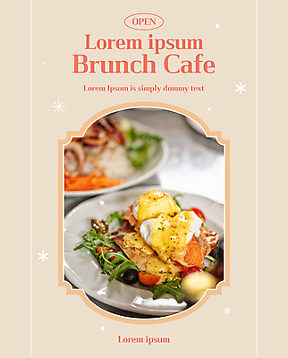템플릿 접시 포스터 프레임 사람없음 주황색 카페 샐러드 심플 브런치 플레이팅 이미지템플릿 AI파일 식기 음식 컬러 상점 식사 상차림 파일형식 벡터