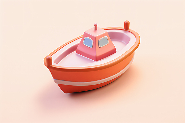 JPG 편집이미지 사람없음 여름 3D 귀여움 보트 다홍색 편집3D AI컴퓨터그래픽 AI콘텐츠 계절 컬러 컨셉 배_교통 디지털합성 파일형식