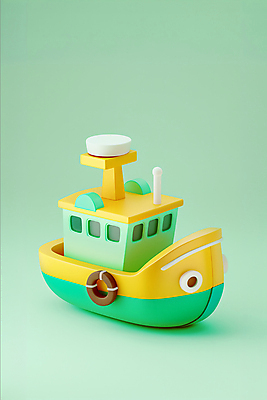 JPG 편집이미지 사람없음 초록색 여름 노란색 3D 귀여움 보트 편집3D AI컴퓨터그래픽 AI콘텐츠 계절 컬러 컨셉 배_교통 디지털합성 파일형식