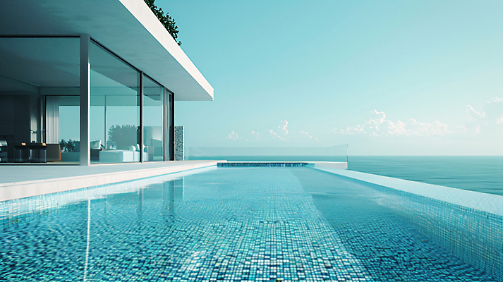 JPG 편집이미지 여행 창문 호텔 리조트 휴식 야외수영장 사람없음 여름휴가 디지털합성 풀빌라 편집실사 AI포토 AI콘텐츠 컨셉 숙소 휴가 수영장 CG 파일형식 여름_계절
