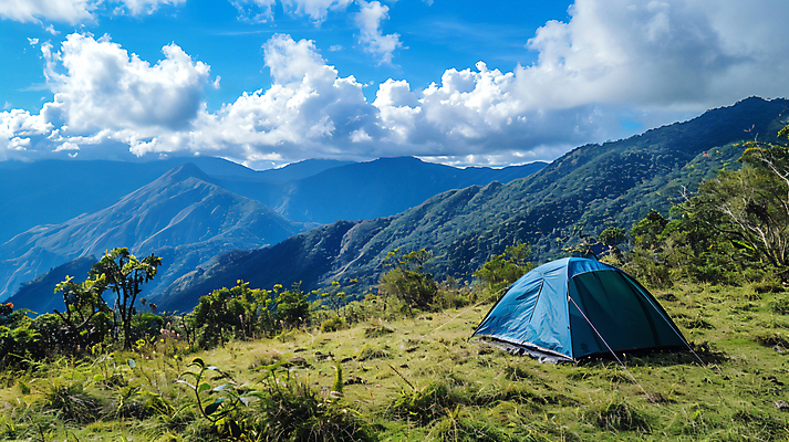 JPG 나무 구름 편집이미지 여행 하늘 휴식 산 텐트 풍경 사람없음 여름휴가 캠핑 디지털합성 편집실사 AI포토 AI콘텐츠 자연요소 식물 컨셉 레저 휴가 캠핑도구 CG 파일형식 여름_계절